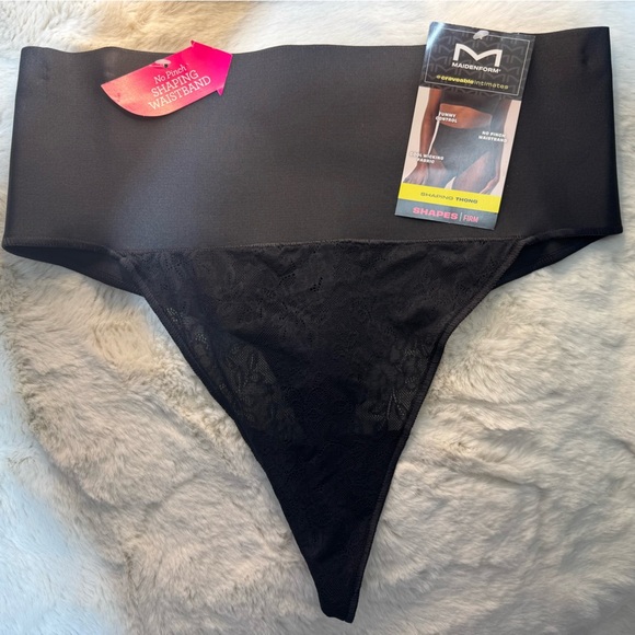 Maidenform Firm Control Shapewear Tame Your Tummy Lace Thong Panty 2XL Black - Picture 8 of 9